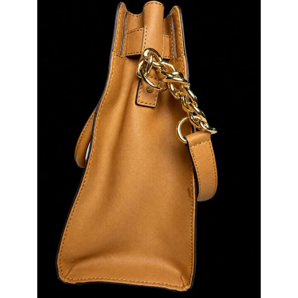 Michael Kors Hamilton Saffiano Leather Medium Satchel Handbag W/ Shoulder Strap